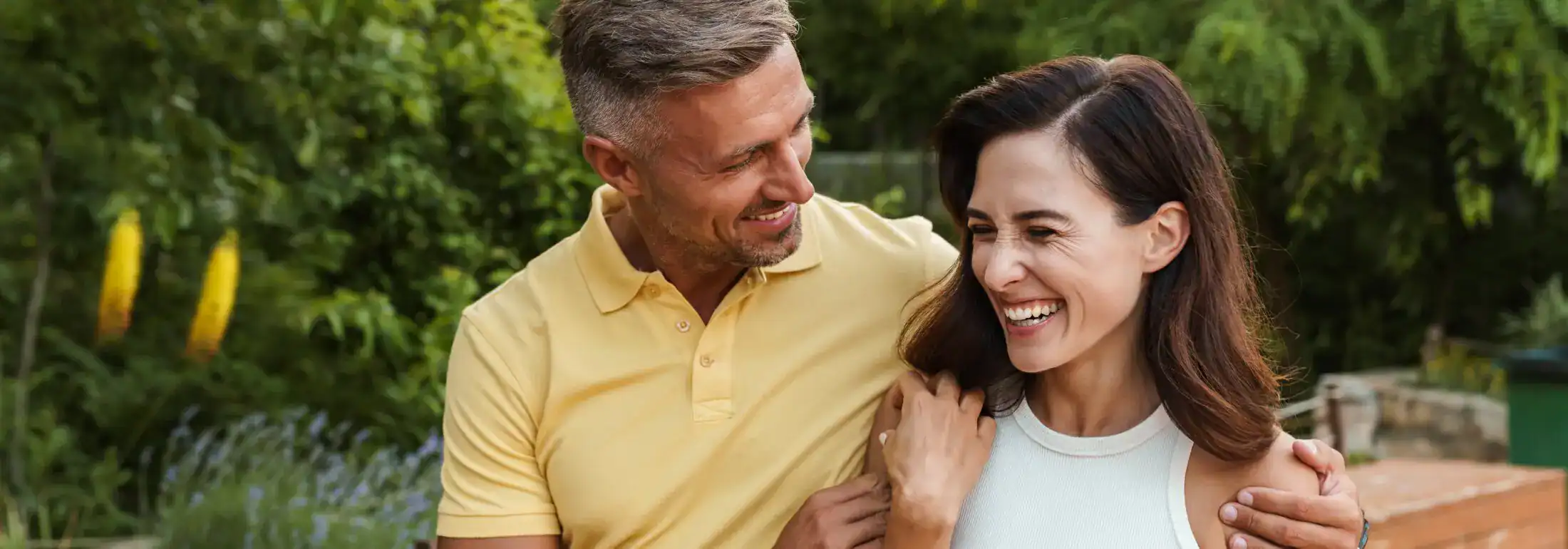 Smiling couple enjoying time together
