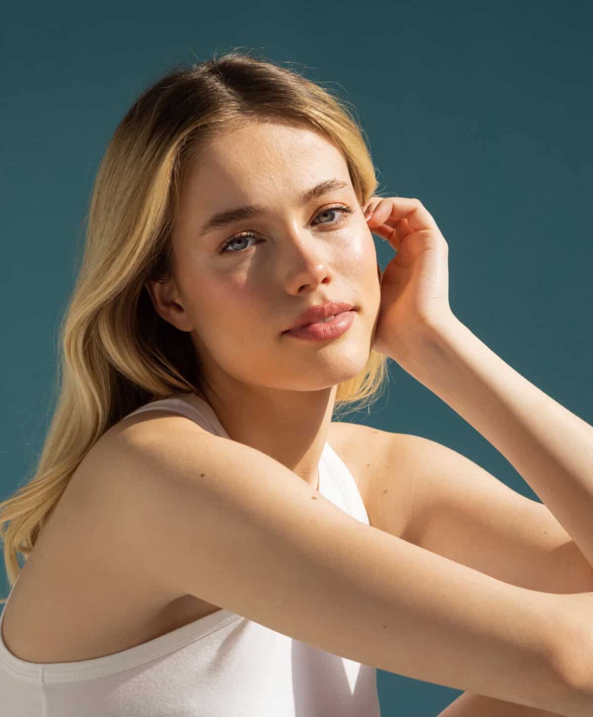 Natural skincare beauty portrait in soft light