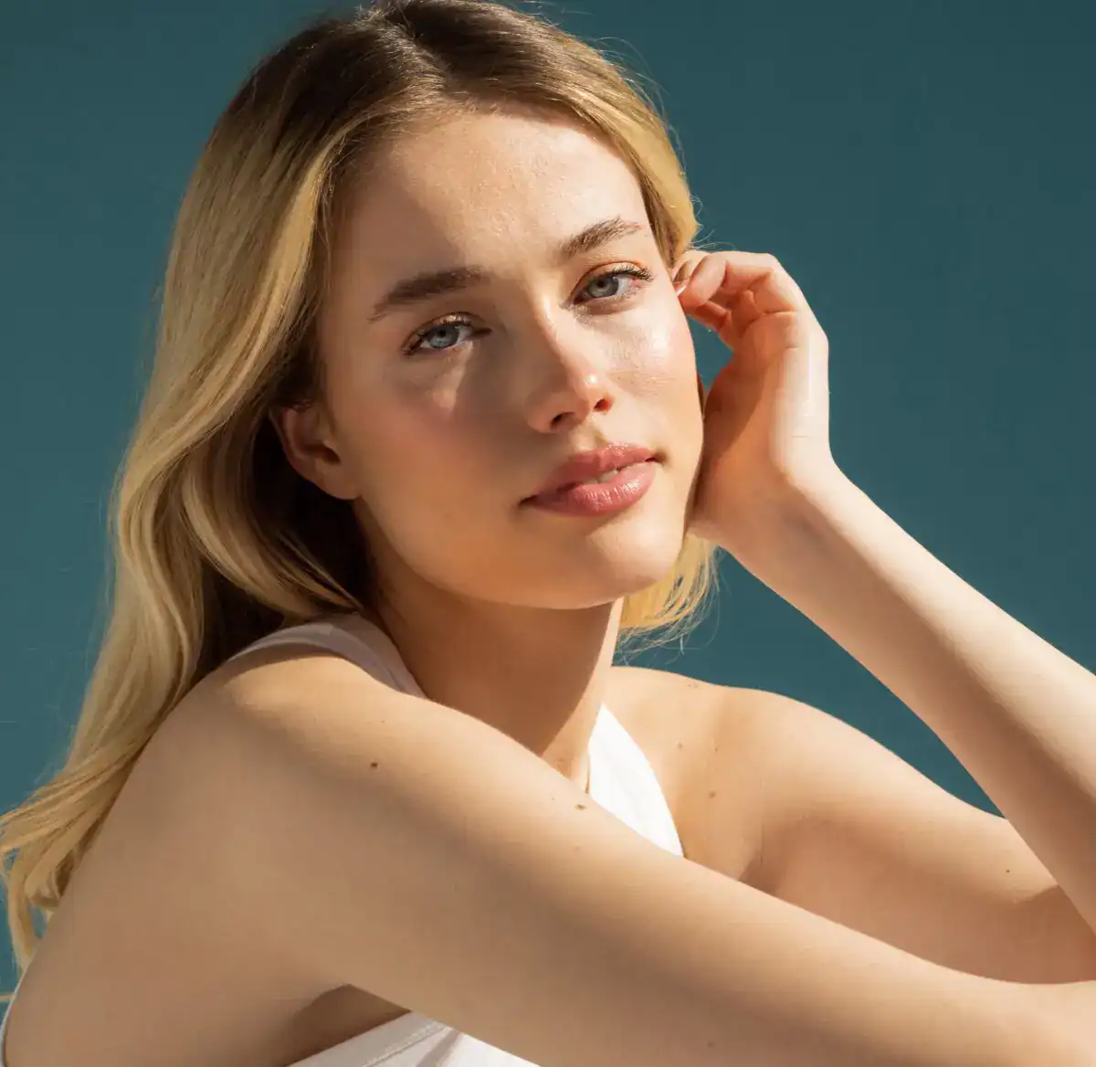 Natural skincare beauty portrait in soft light