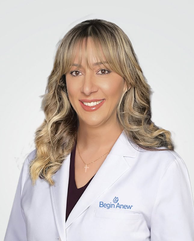 Person in medical coat, professional appearance.