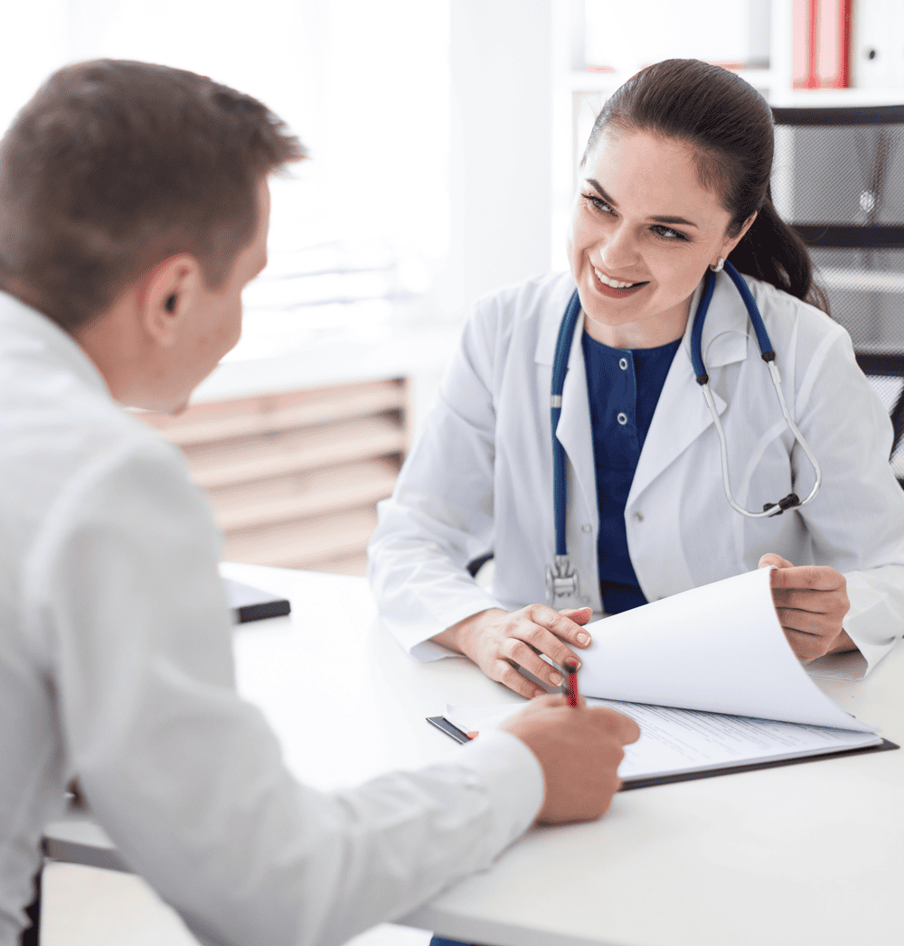 Doctor discussing with a patient.