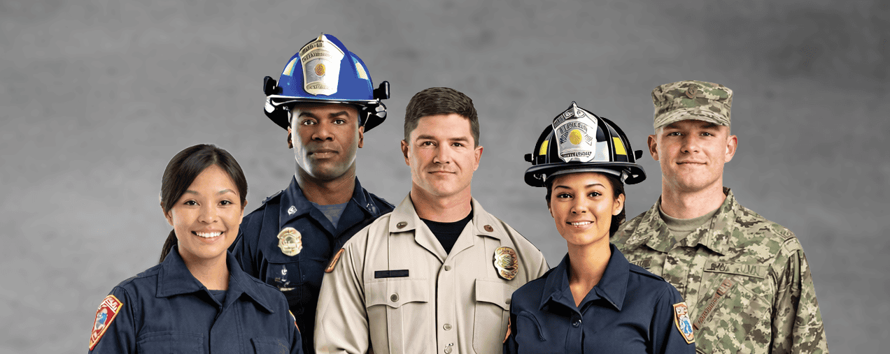 Diverse group of first responders together.