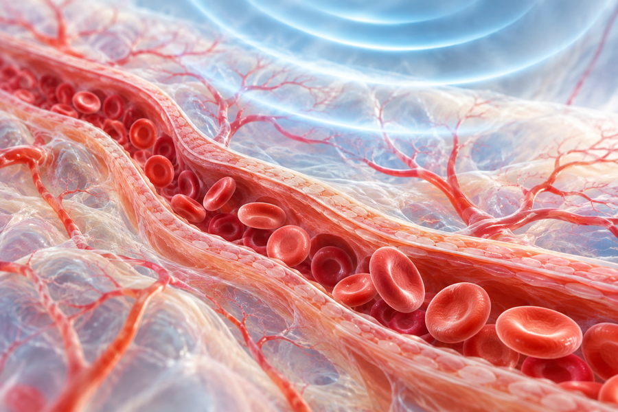 Acoustic Wave Healthy Microvasculature